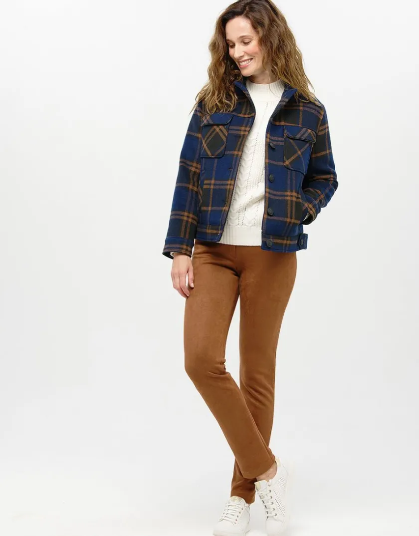 Discount Veste carreaux bleu laine Casual|Vestes