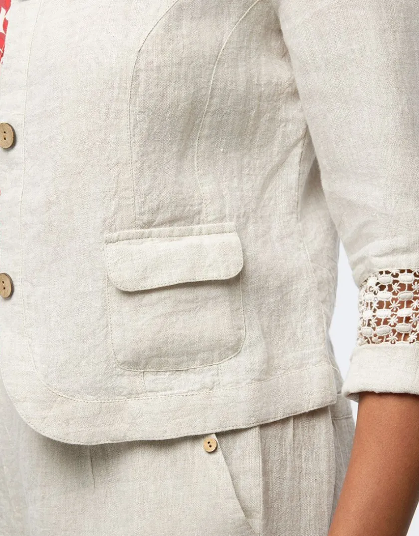 Discount Veste chic lin beige Habillées|Vestes