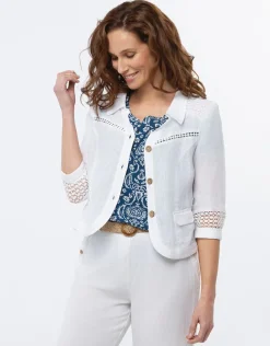 Hot Veste chic lin blanc Habillées|Vestes