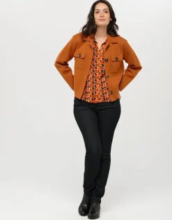 Sale Veste courte maille camel Casual|Vestes
