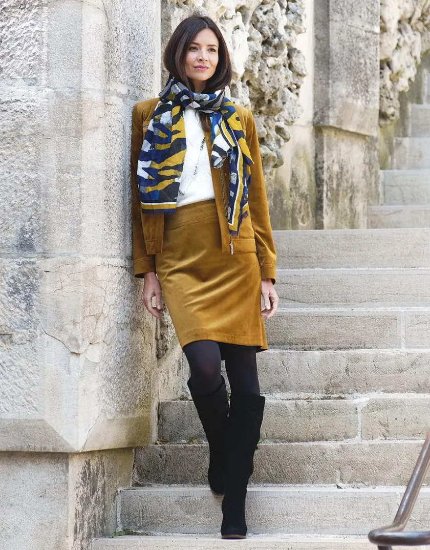 Discount Veste en velours ocre Habillées|Vestes