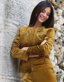 Discount Veste en velours ocre Habillées|Vestes