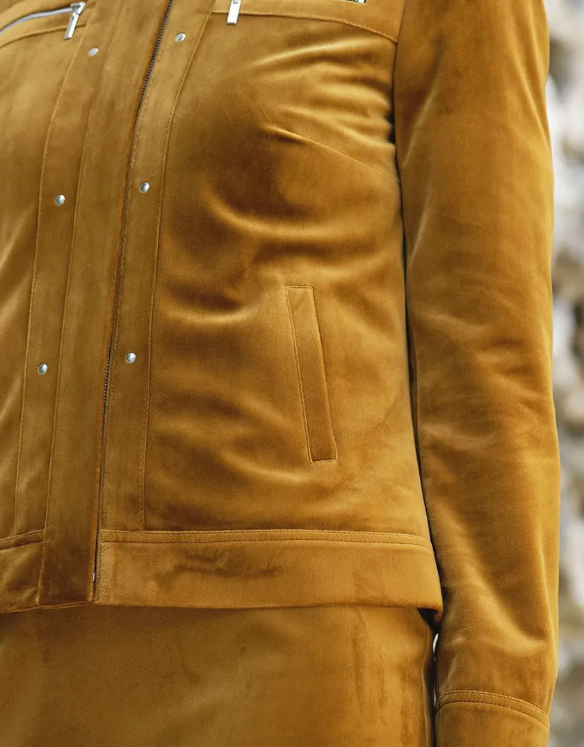 Discount Veste en velours ocre Habillées|Vestes