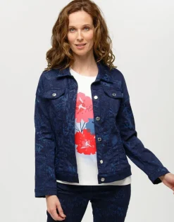 Hot Veste jean bleu fleurs Casual|Vestes