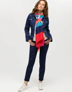 Hot Veste jean bleu fleurs Casual|Vestes