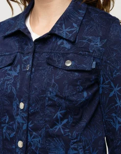 Hot Veste jean bleu fleurs Casual|Vestes