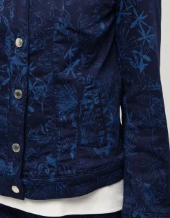 Hot Veste jean bleu fleurs Casual|Vestes