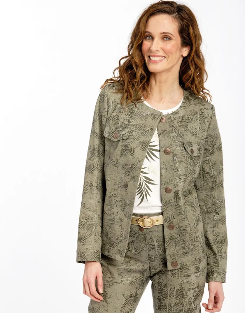 Outlet Veste jean imprimée kaki Casual|Vestes