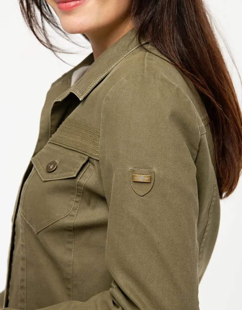 Fashion Veste kaki coton enduit Casual|Vestes