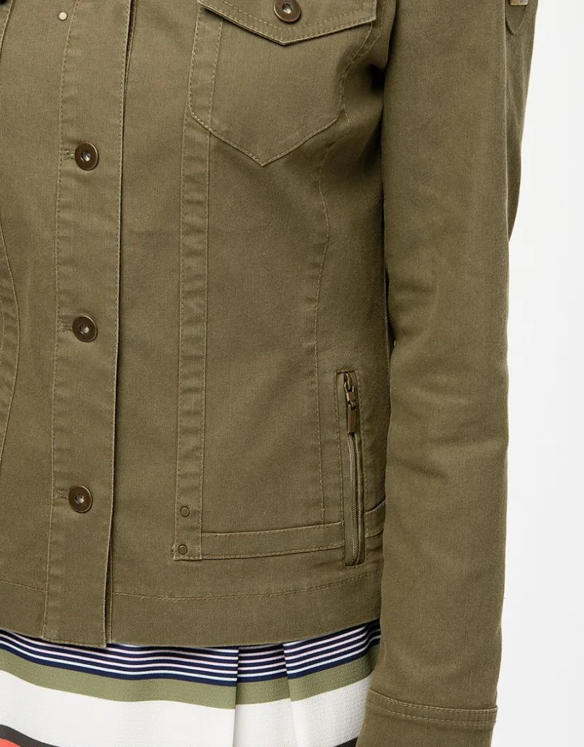 Fashion Veste kaki coton enduit Casual|Vestes