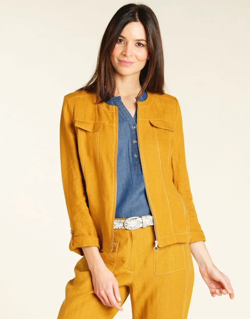 Online Veste lin safran Casual|Vestes