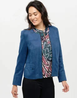 Online Veste suédine bleue Habillées|Vestes